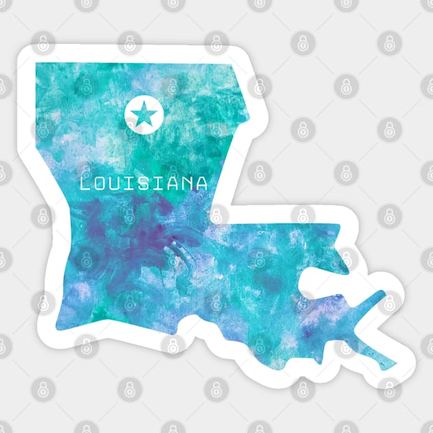 louisiana state map watercolor Baton Rouge Sticker by WatercolorFun